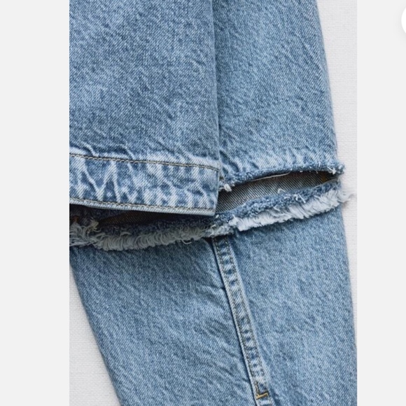 ZARA! Denim cropped oversized jacket cut out elbows XS - Picture 5 of 15